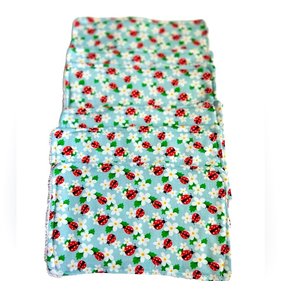 Hand Crafted Ladybug Print Colorful Cotton Terry Cloth Reusable UnPaper Towels - Picture 6 of 7